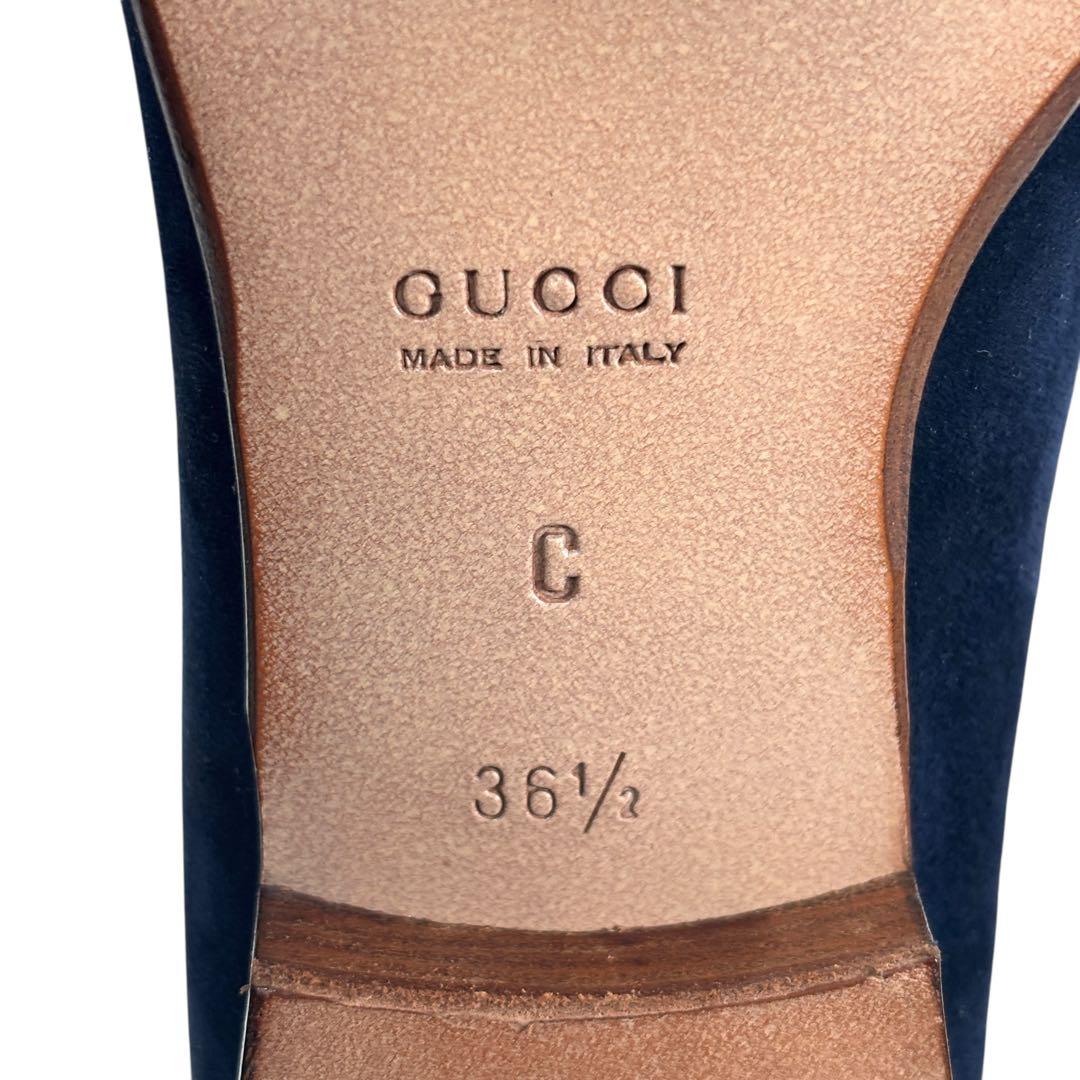 美品 グッチ GUCCI 36 1/2 23.5 スエード ローファー バンブー