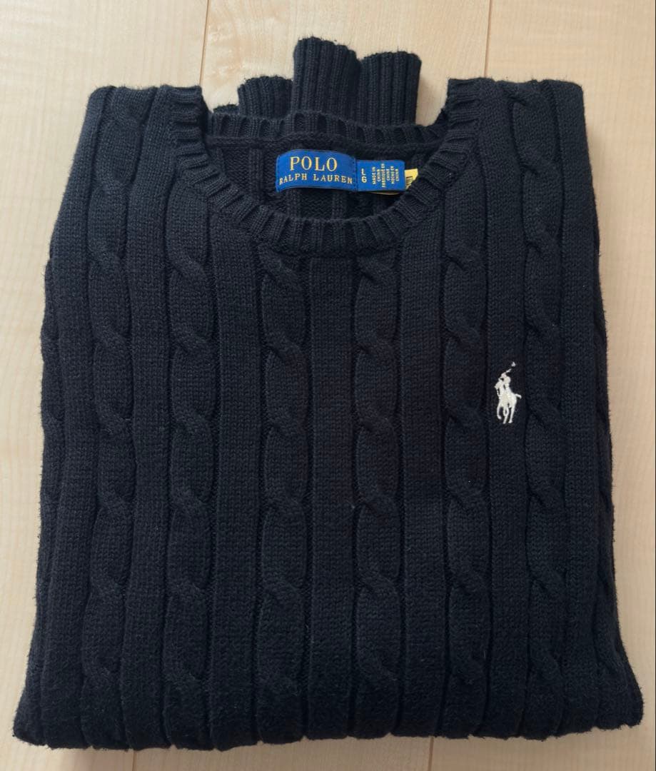 Polo Ralph Lauren ケーブルニットセーター L ブラック