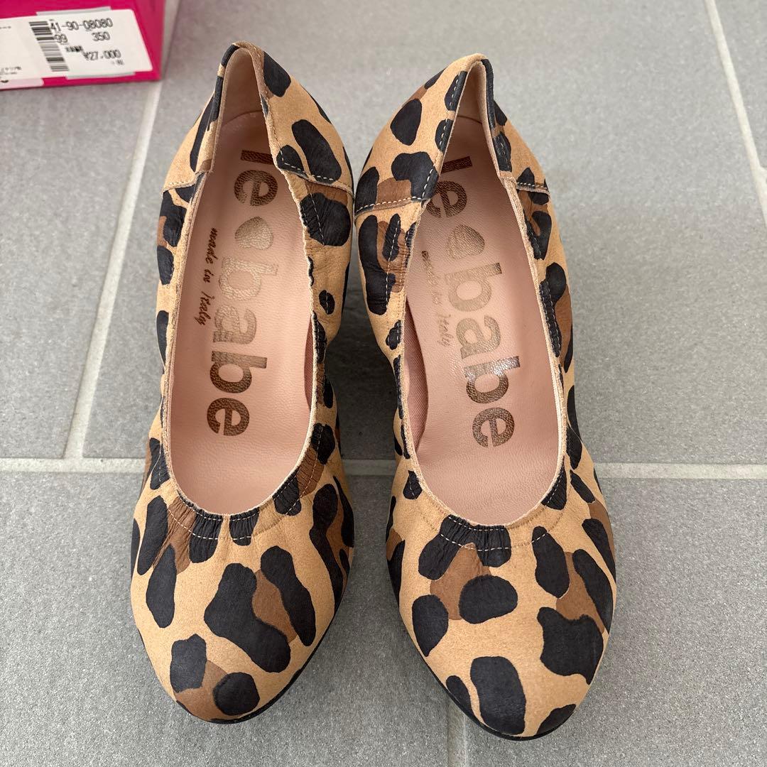 le babe レバーべ ヒョウ柄 ウェッジソールパンプス35cm
