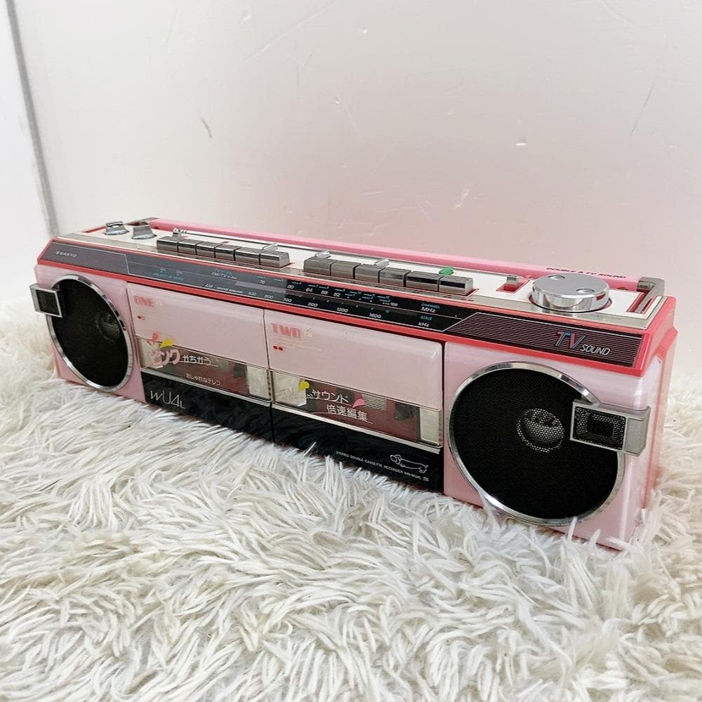 希少なピンク! SANYO MR-WU4L 当時物 ダブルラジカセ 昭和レトロ