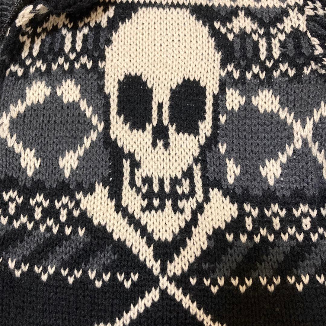 VANSON スカル カウチンセーター ジップアップニット カーディガン XL