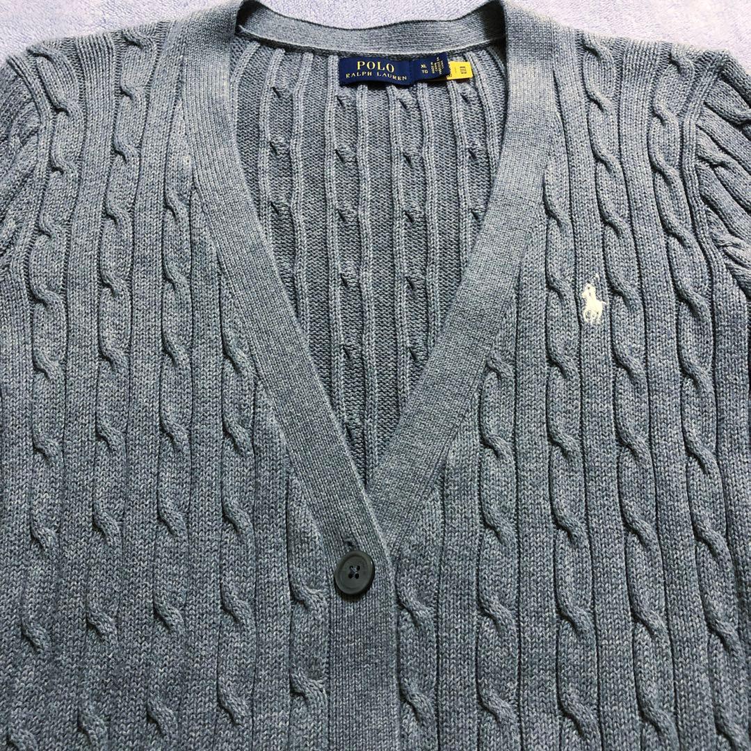 ⭐️ポロ・ラルフローレン⭐️ケーブルニットカーディガン⭐️XL⭐️グレー⭐️レディース