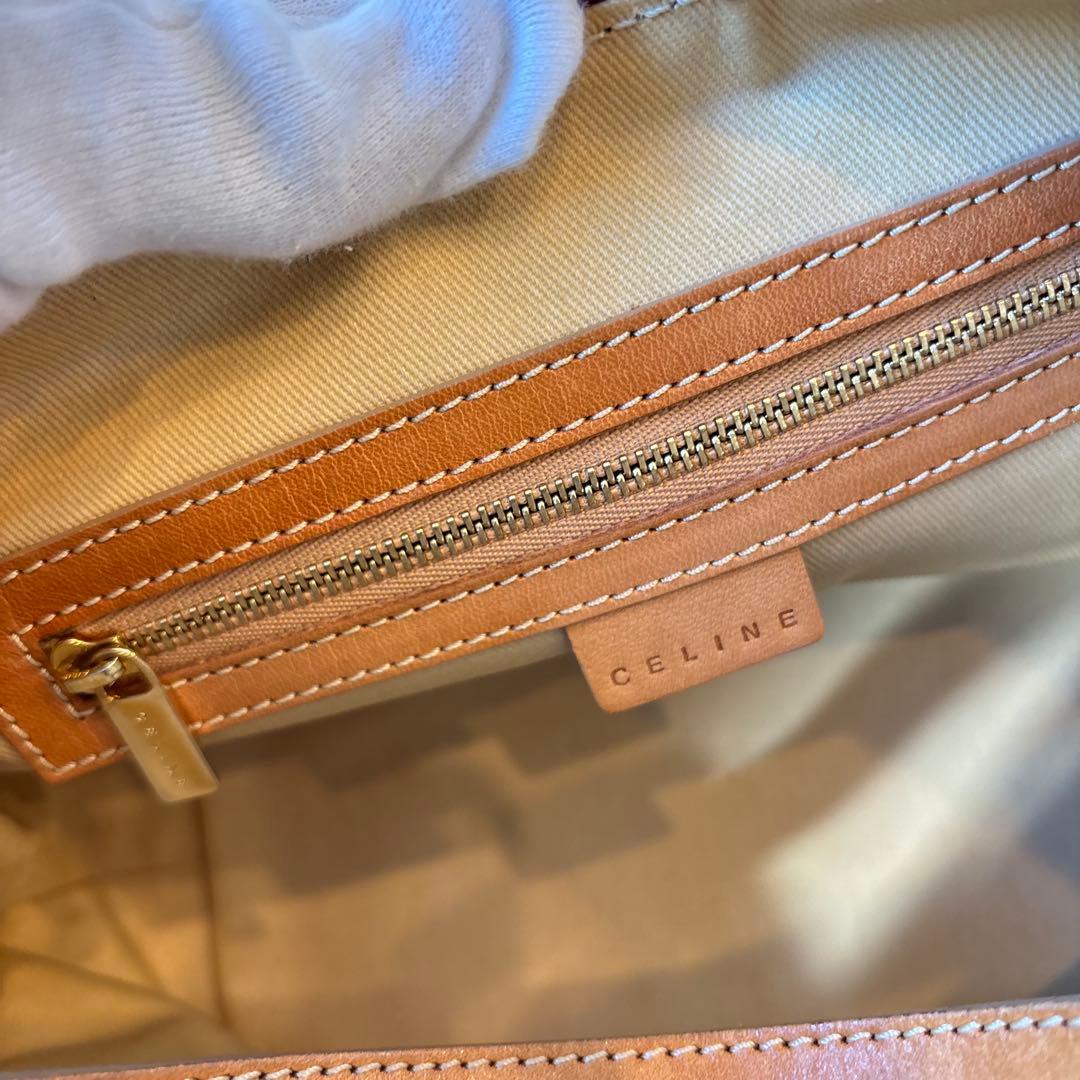 極美品✨　CELINE アクセサリーポーチ　Cマカダム　総柄　キャンバス　赤