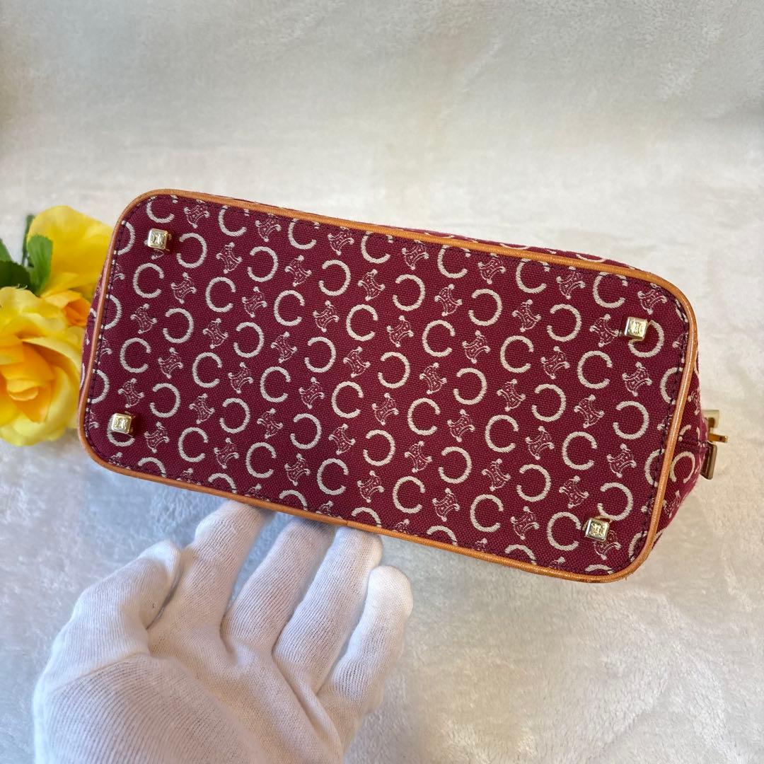 極美品✨　CELINE アクセサリーポーチ　Cマカダム　総柄　キャンバス　赤