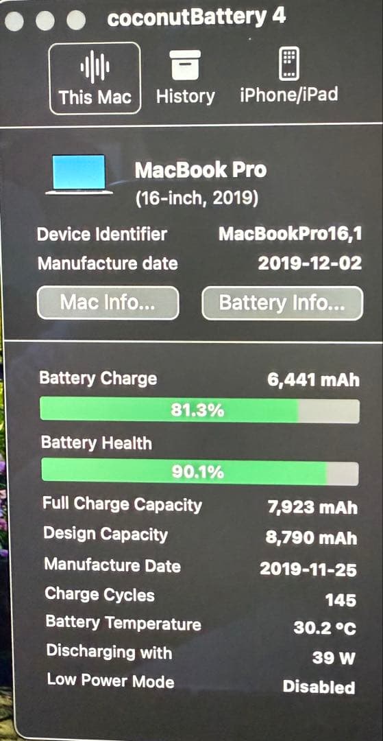ジャンク品1TB i9 MacBook Pro 16 2019