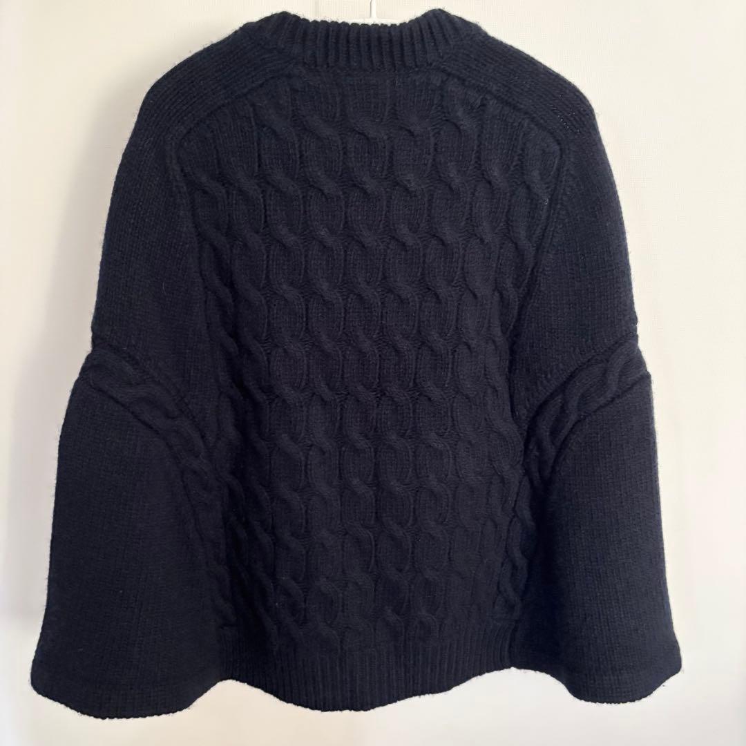 【美品】Drawerドゥロワー　ウールカシミヤニットポンチョ　ネイビー