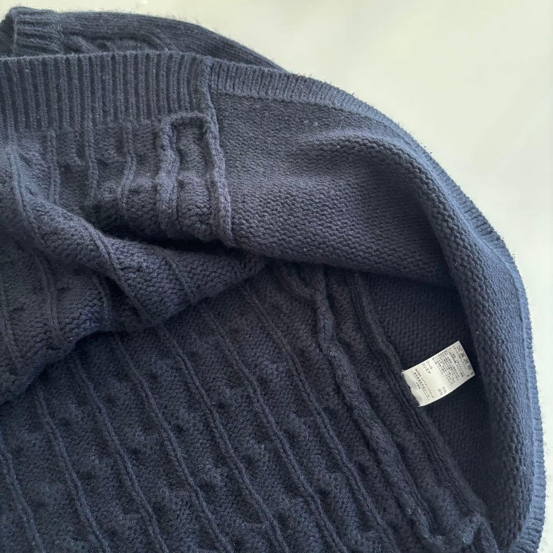 【美品】Drawerドゥロワー　ウールカシミヤニットポンチョ　ネイビー
