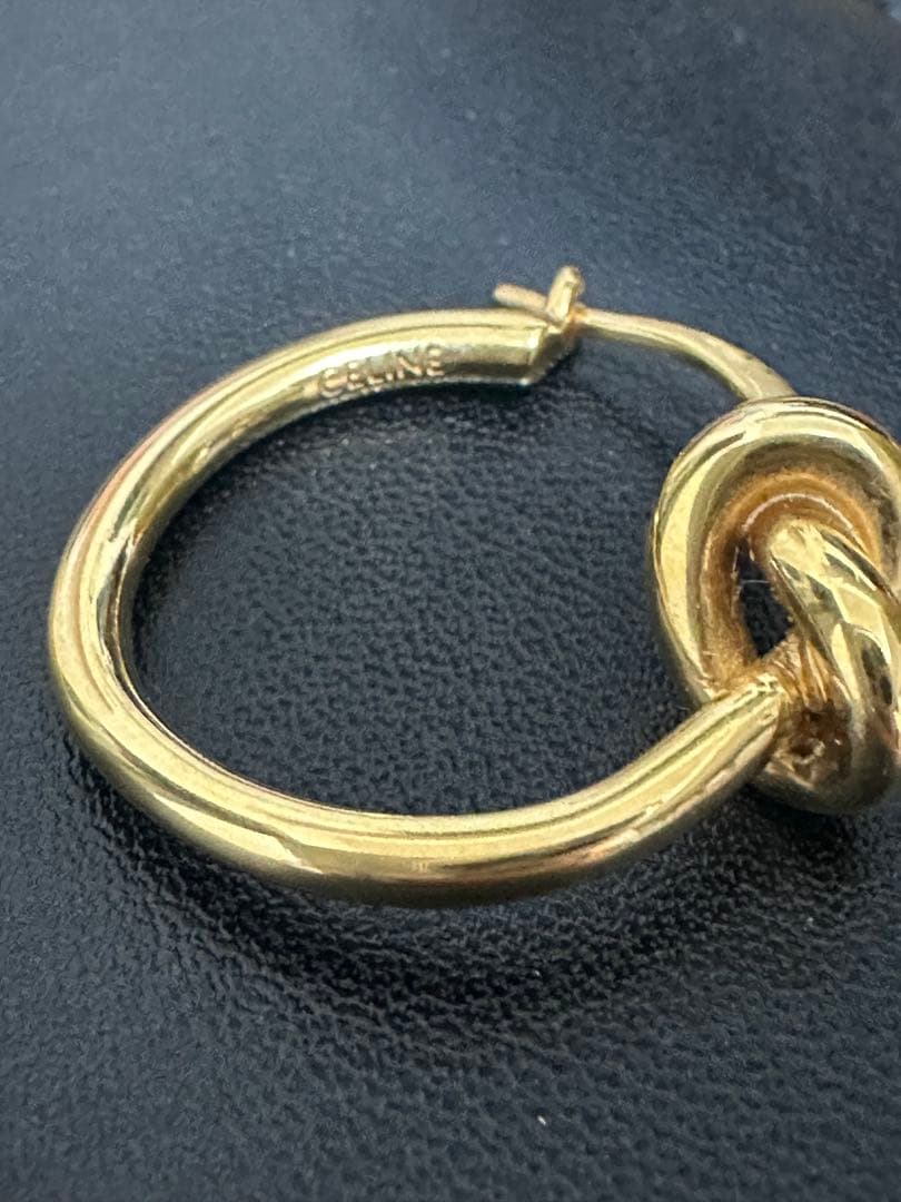 CELINE セリーヌ ノットスモールフープ ピアス 片耳 ゴールド