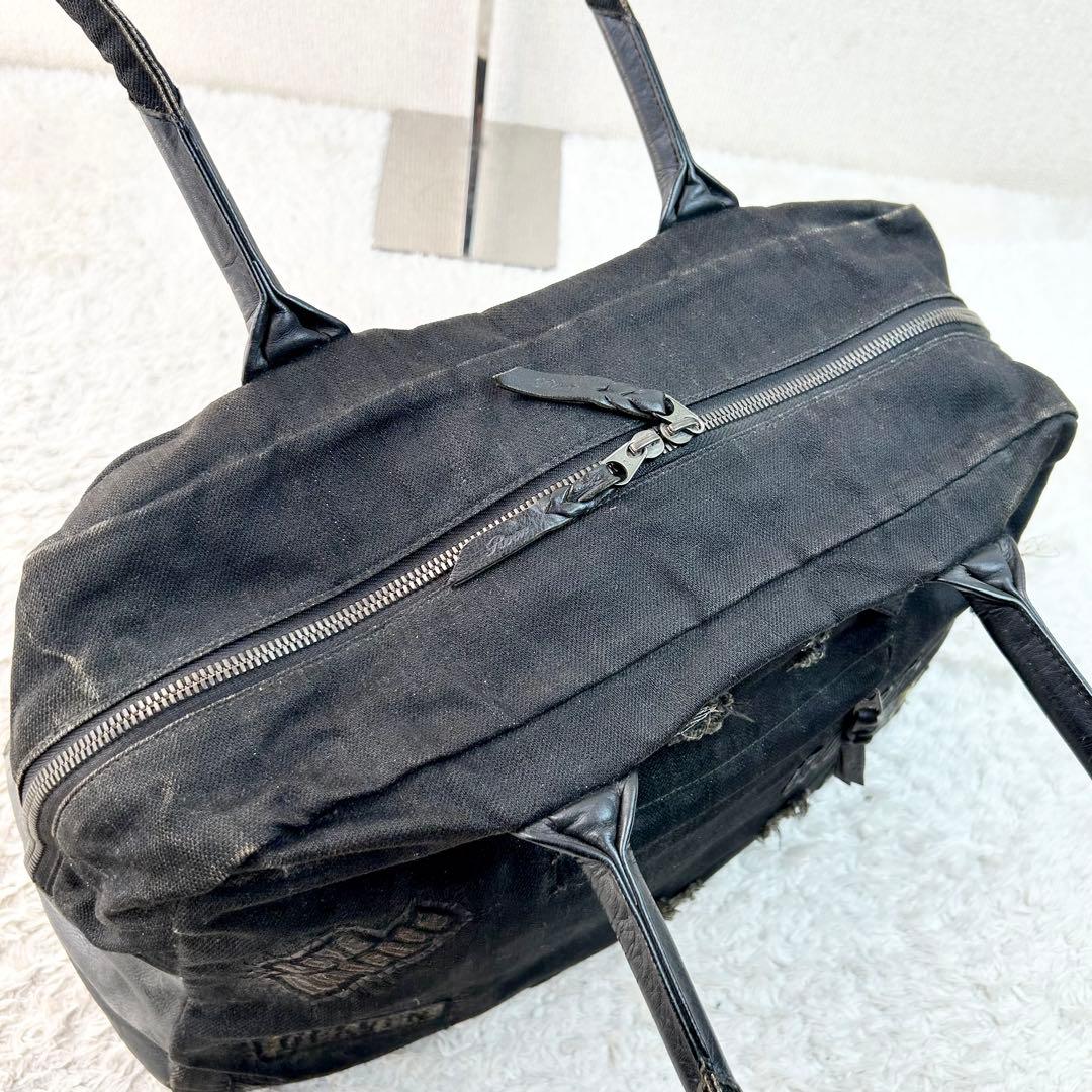 Roen ロエン ボストン トートバッグ 黒 ダメージ加工 スカル ブラック