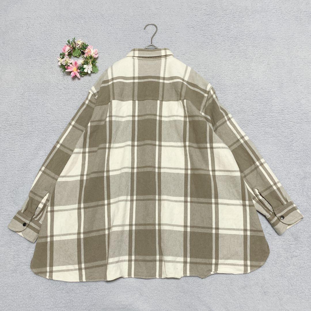 【アンユーズド】オーバーサイズ チェック スリット シャツ ウール コットン 3