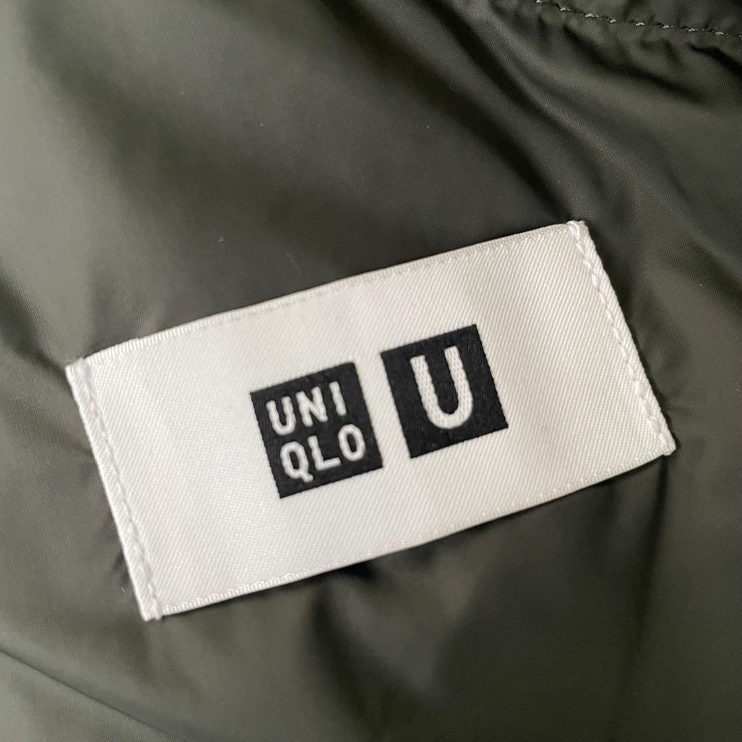 UNIQLO U パフテックショートブルゾン カーキ L 中綿 ジップアップ