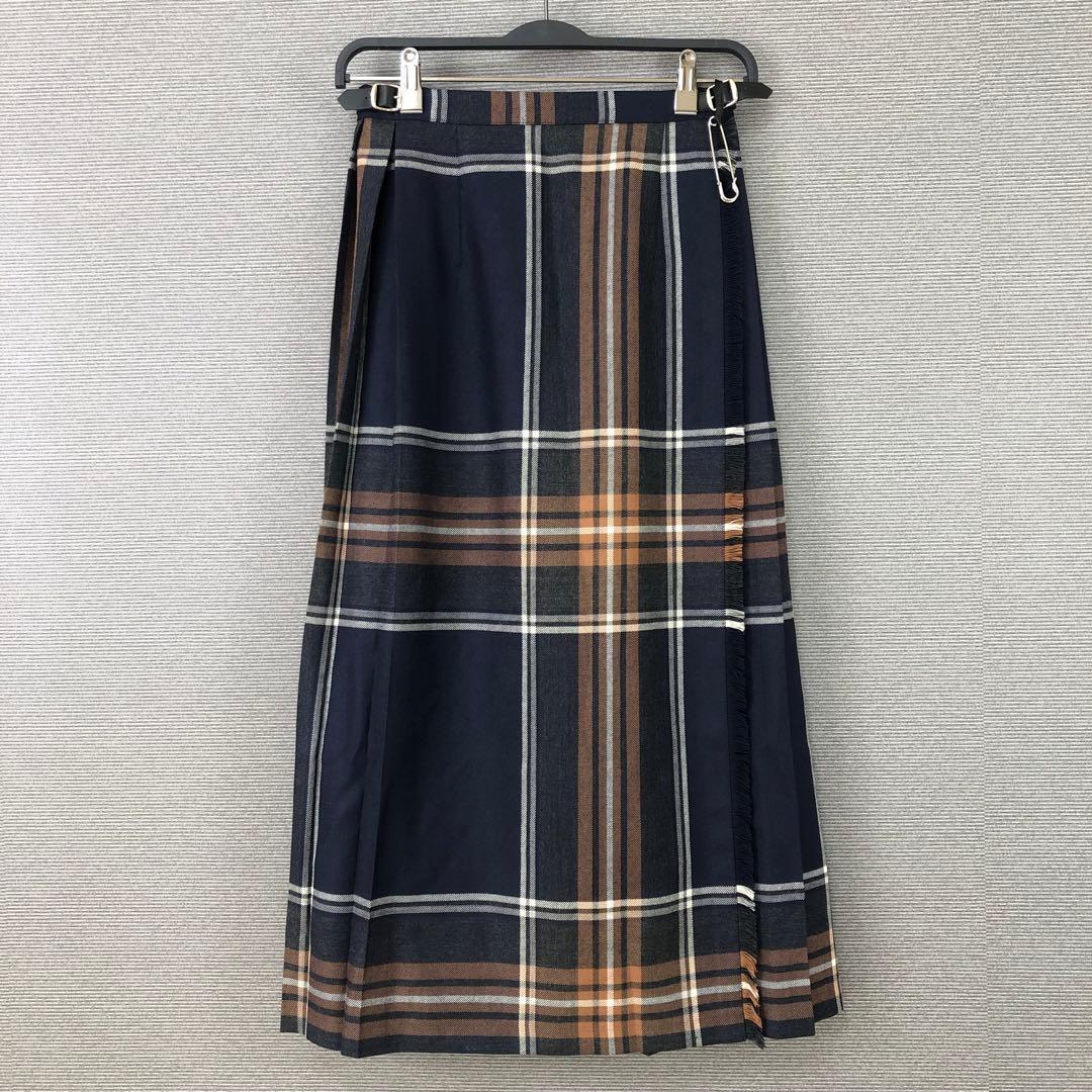 O’NEIL of DUBLIN キルトスカート ロング BARROW ネイビー