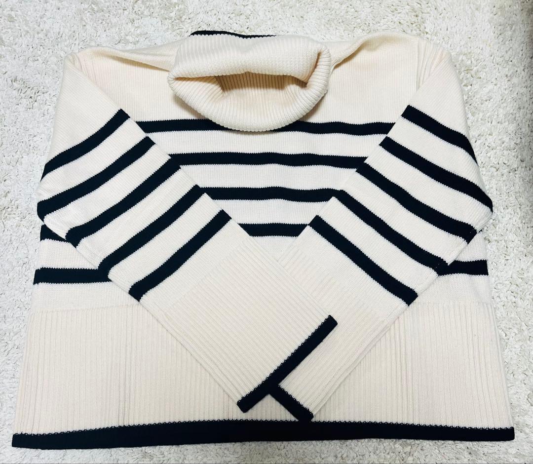 【美品】ONWARD23区【洗える】ウールミドルゲージ ボーダー ニットM