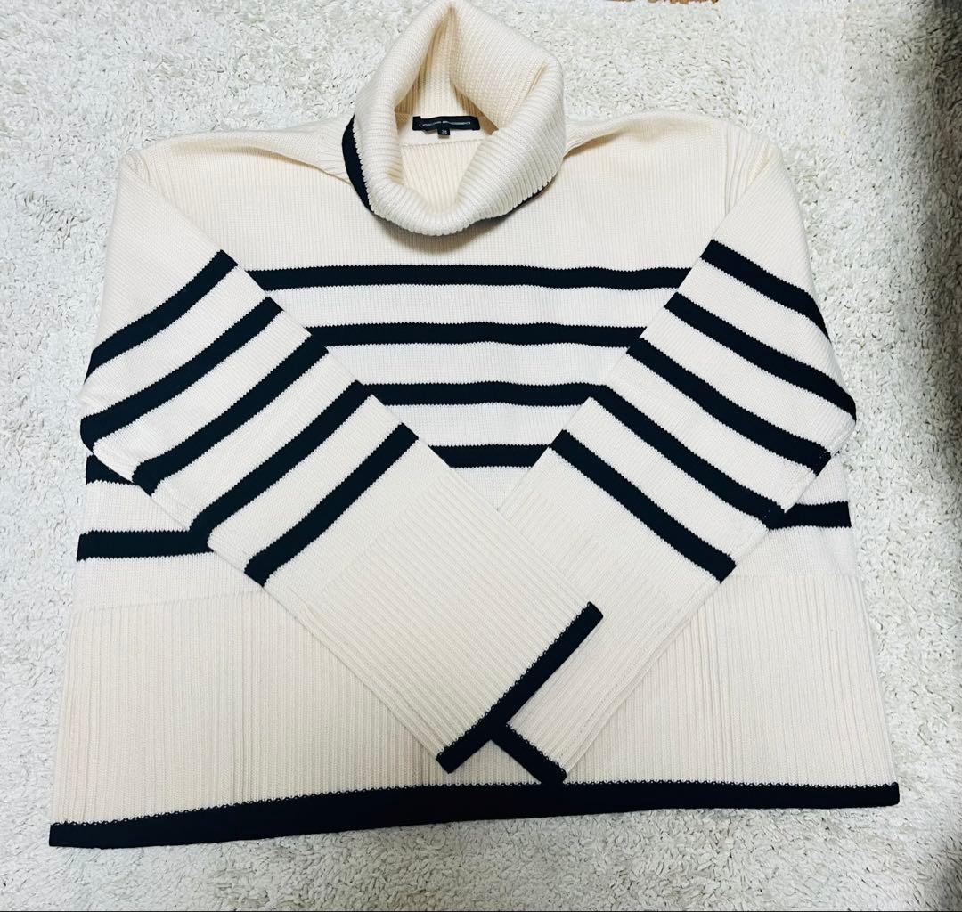 【美品】ONWARD23区【洗える】ウールミドルゲージ ボーダー ニットM