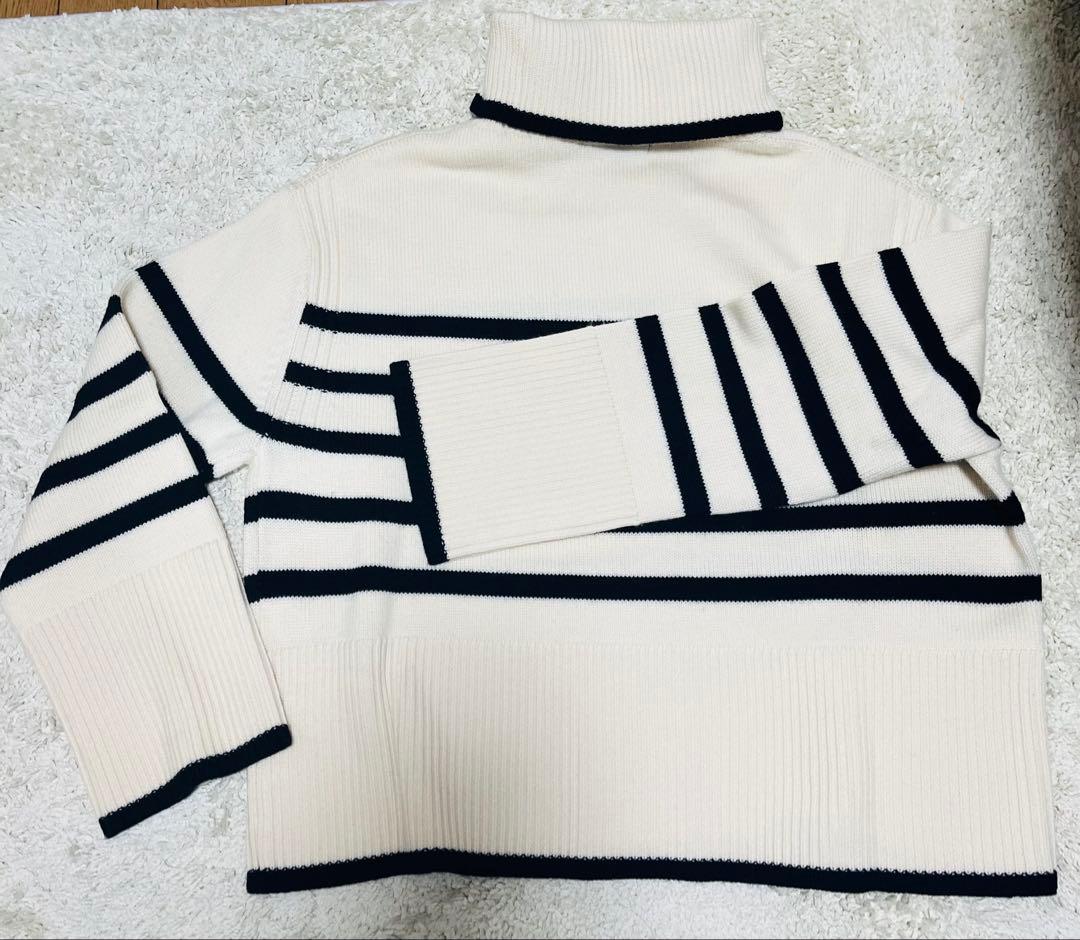 【美品】ONWARD23区【洗える】ウールミドルゲージ ボーダー ニットM