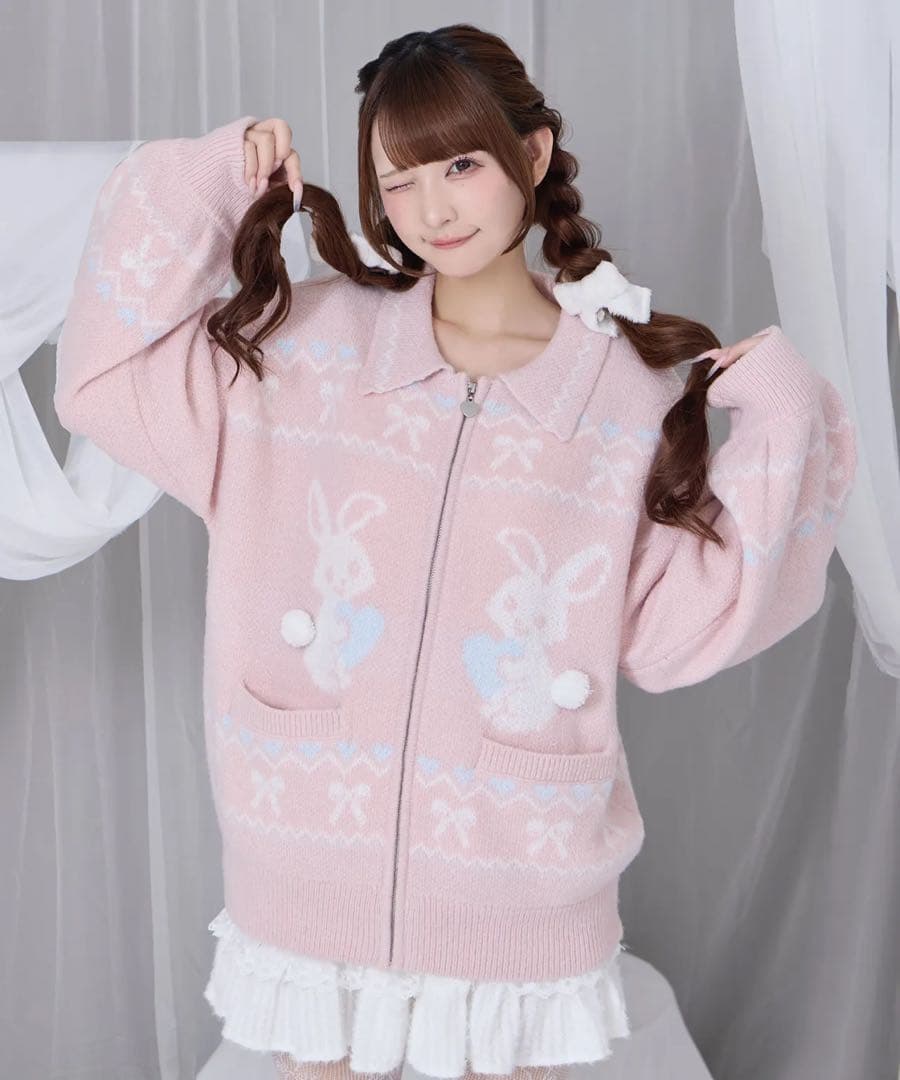 Honey Cinnamon ハニーシナモン フルジップうさぎカウチンニット