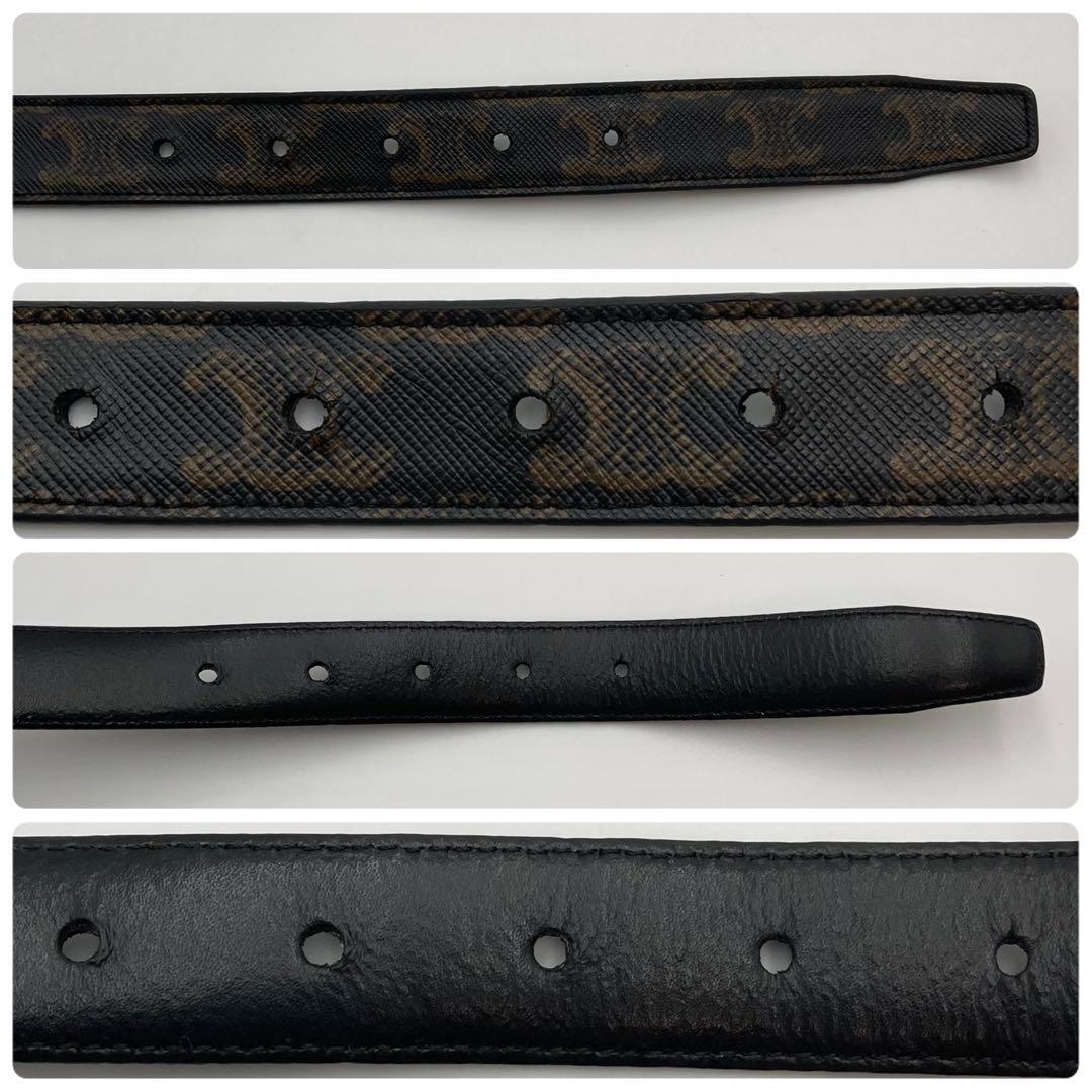 美品✨ CELINE トリオンフ ベルト 80 黒系 マカダム総柄 モノグラム