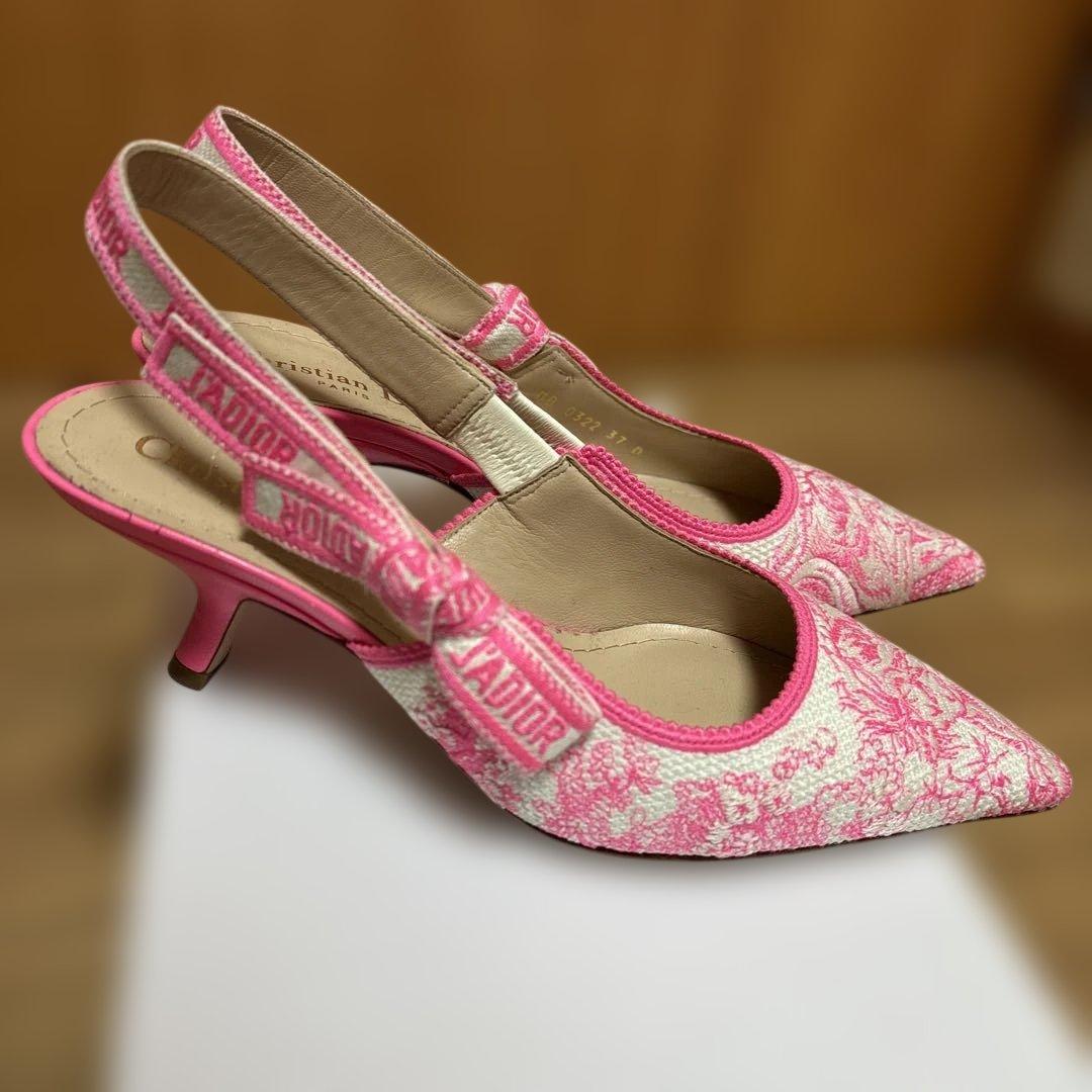 Dior ピンク スリングバック ハイヒール 37