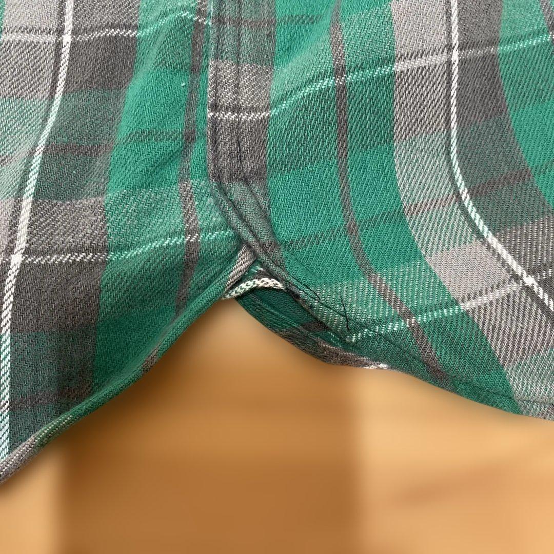 Sears チェック柄ネルシャツ XL(緑✖️グレー) 60s