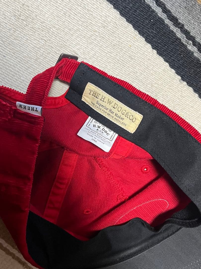 THE H.W.DOG&Co. コーデュロイキャップ レッド アメカジ