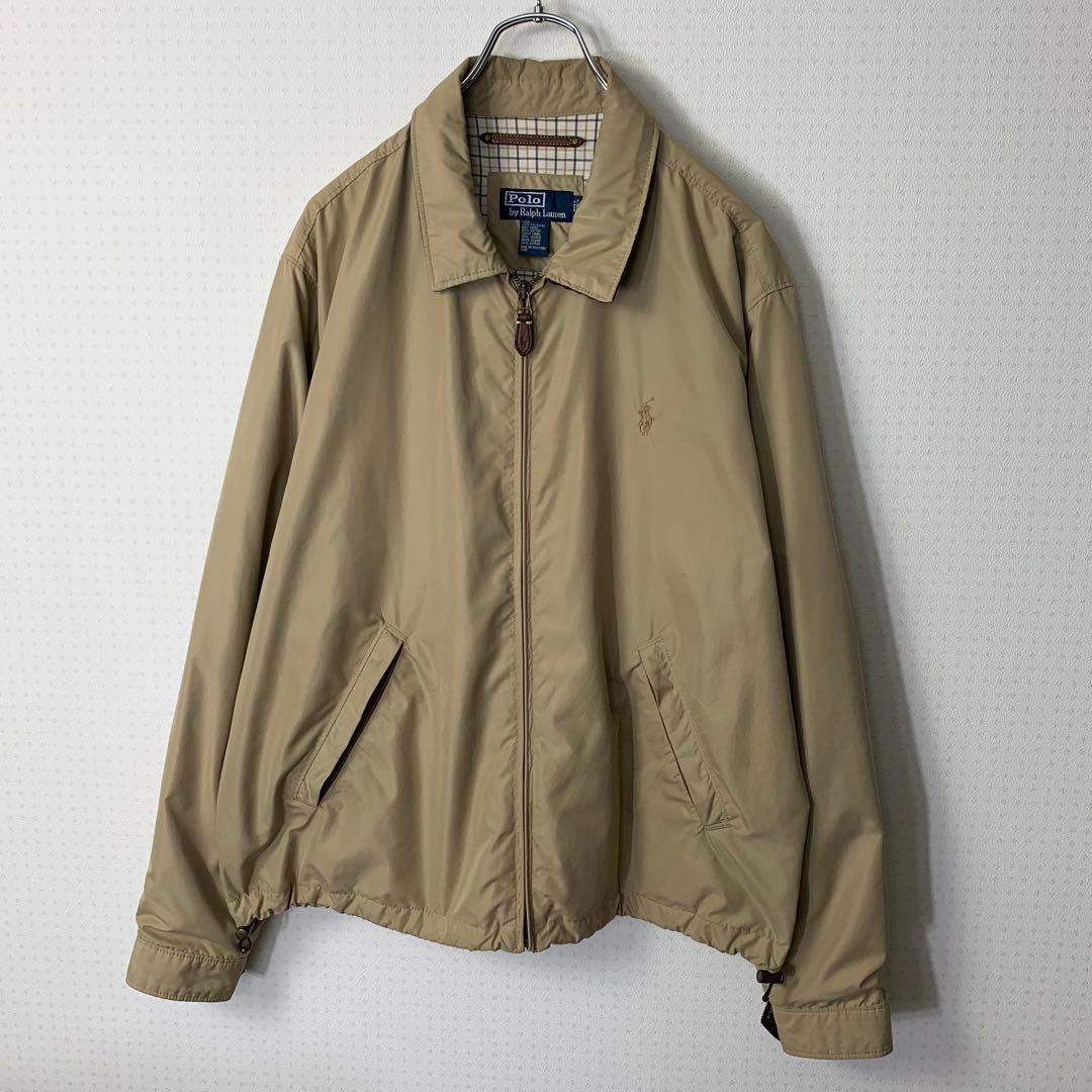 美品 ポロバイラルフローレン スイングトップ M ベージュ ポリエステル 刺繍