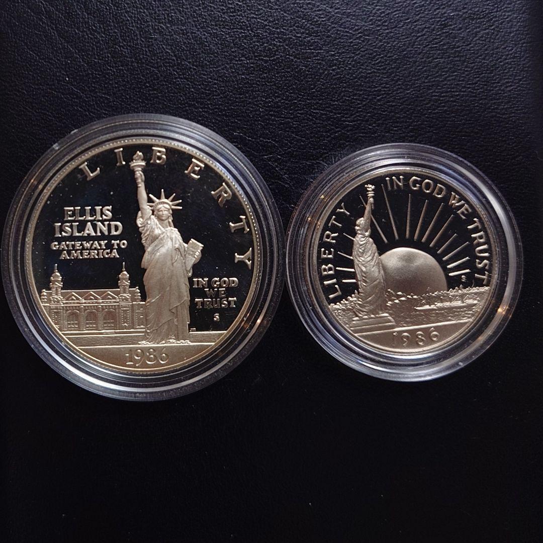 1986年 アメリカ銀貨 1ドル リバティ自由の女神記念銀貨SV900+白銅貨
