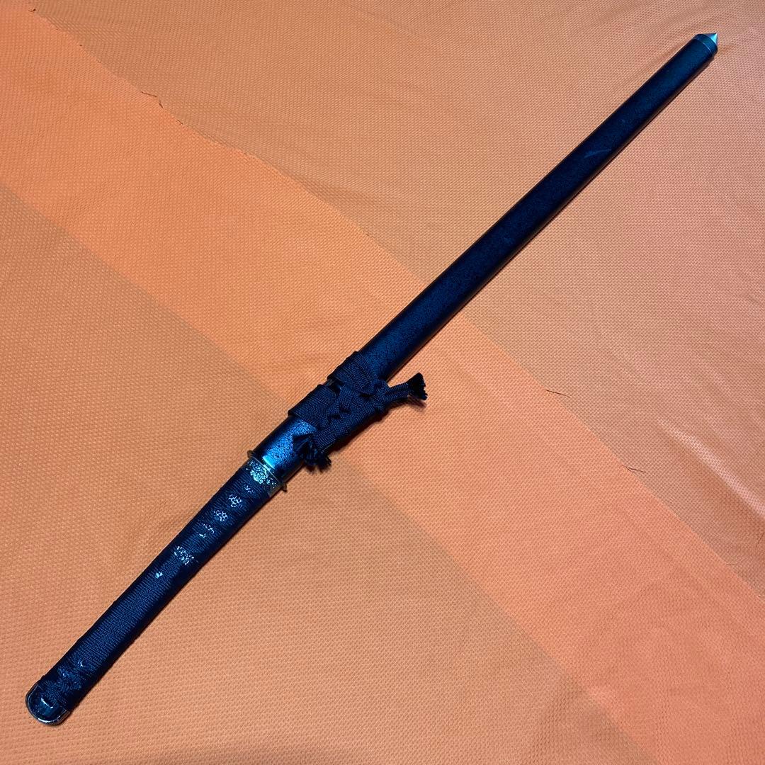 高級模造刀 黒柄黒鮫皮 鍔無し 忍者拵え 直刀