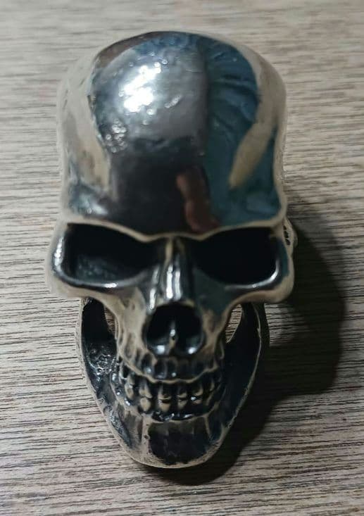 春銀 希少 特大スカル シルバーリング Silver925 毒 52g　18号