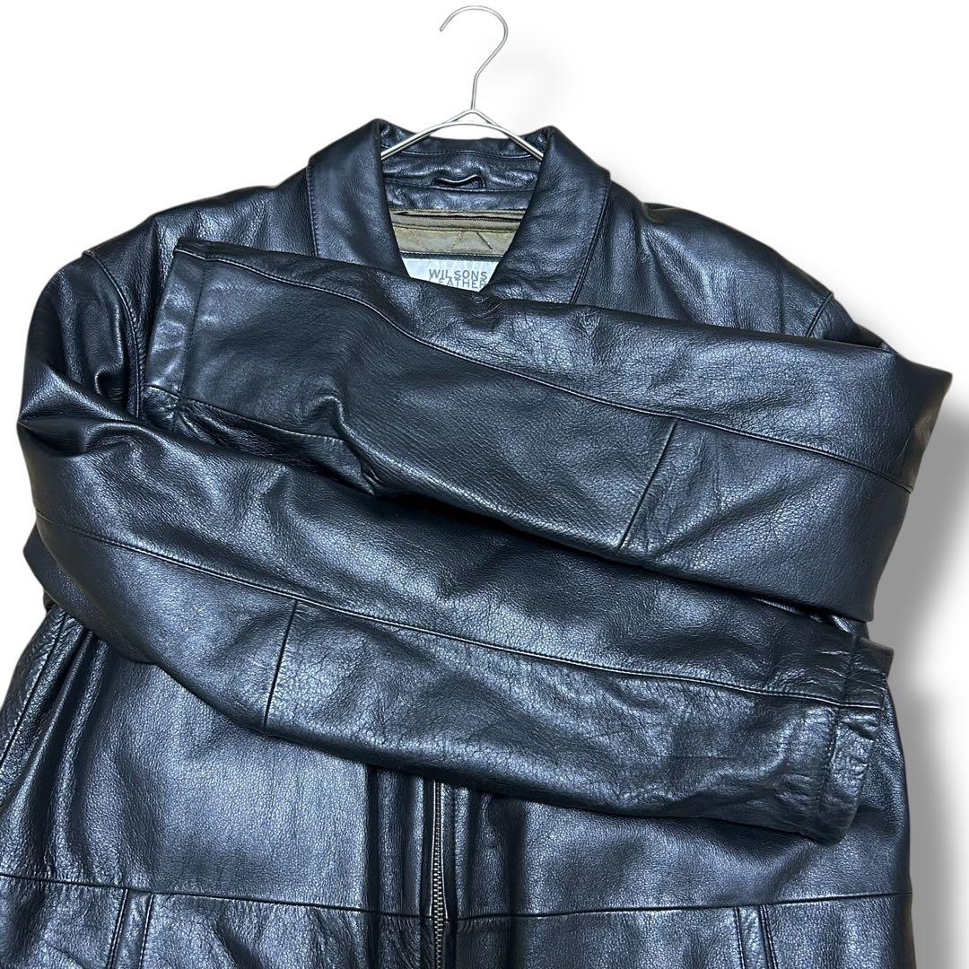 WILSONS LEATHER 本革 カーコート シボ革 海外Lサイズ