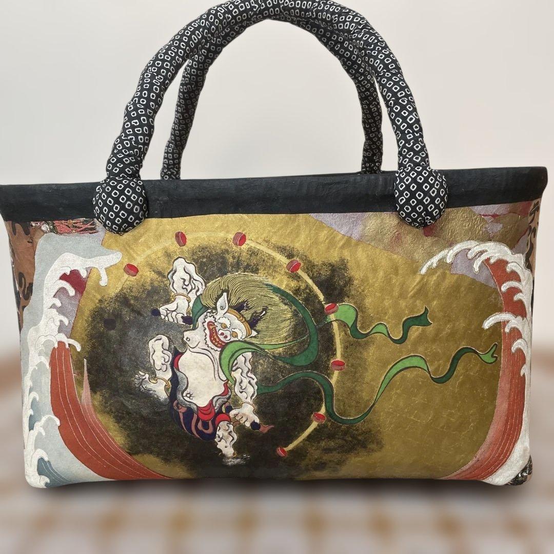 一閑張りバッグ⑩風神雷神