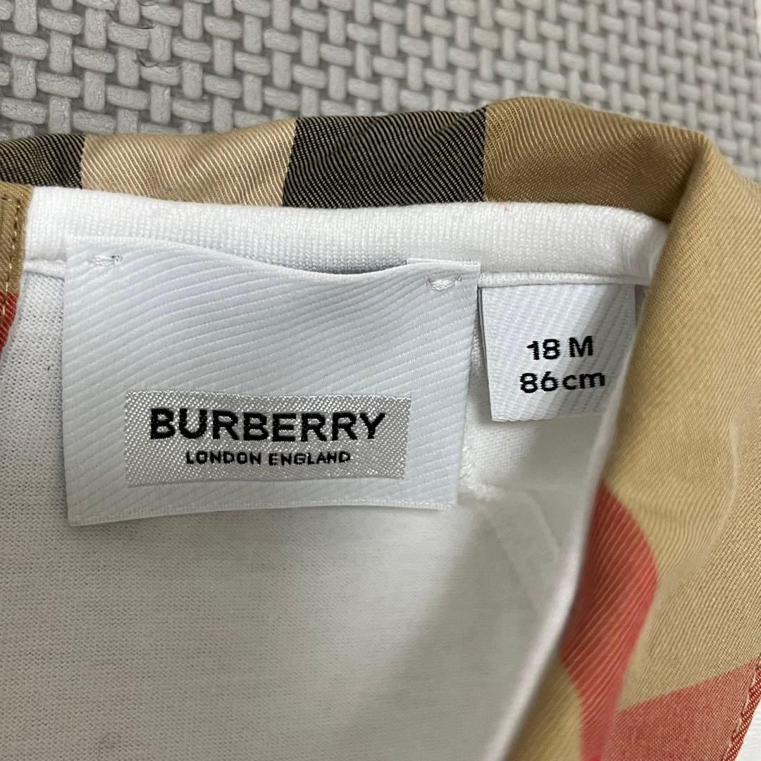 未使用　バーバリー　襟付き　ドッキングワンピース　チェックスカート　半袖　18m