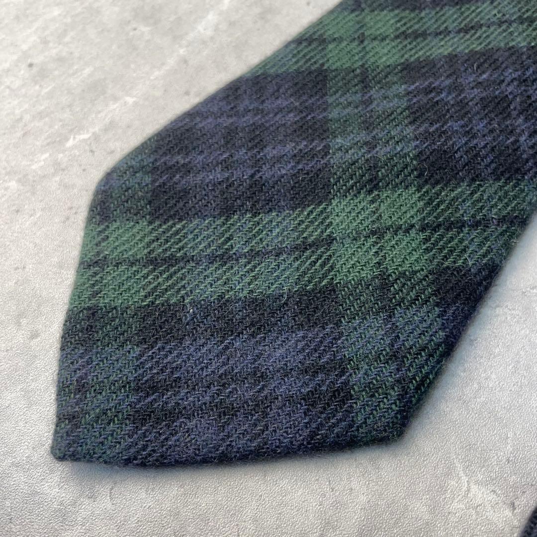 美品 Ralph Lauren ブラックウォッチ カシミヤ ネクタイ グリーン