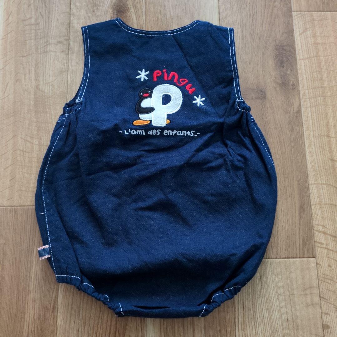 90サイズ　ピングー＆ピンガ ＆ロビフード付きシャツ・デニムカバーオール・靴下