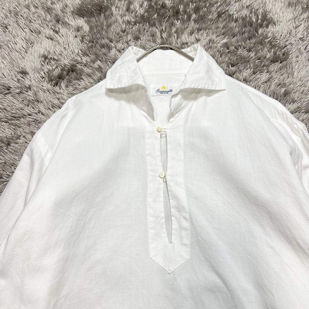 ジャンネット　リネン混　カプリシャツ　長袖　Lサイズ 着用感のない美品