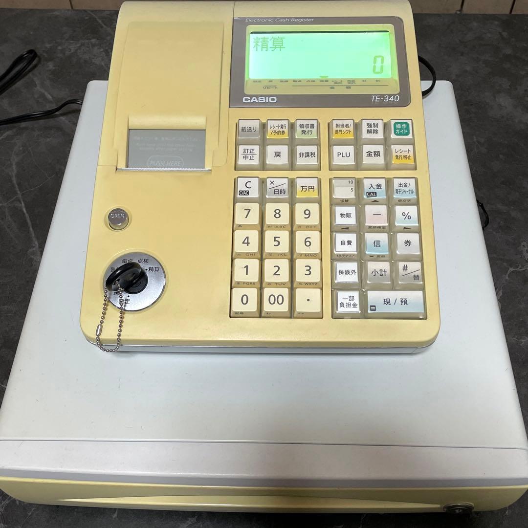 CASIO カシオ 電子レジスター TE-340 鍵付き 動作良好