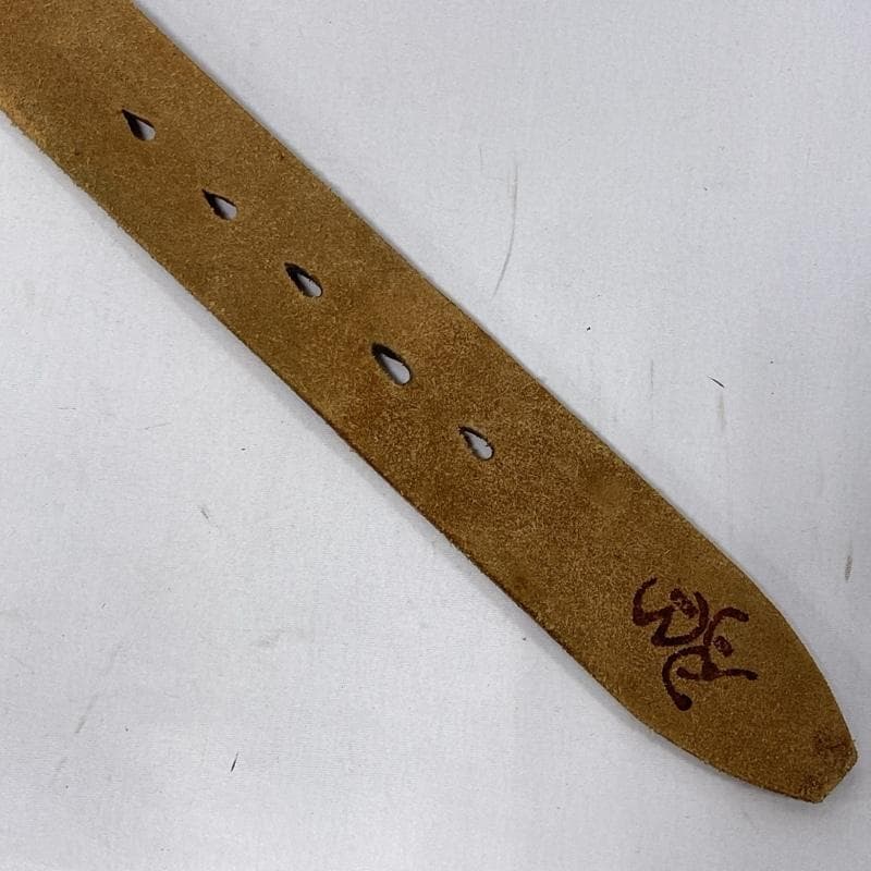 レッドムーン/ピューターバックル/ステッチデザイン/レザーベルト/ブラウン