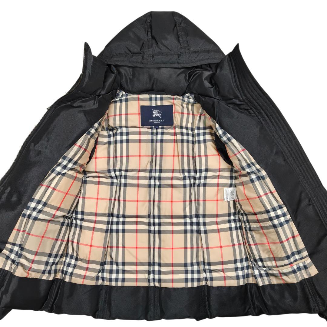 極美品 バーバリーロンドン ダウンジャケット 38 ノバチェック 黒 フォックス