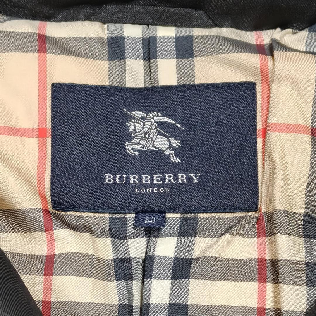 極美品 バーバリーロンドン ダウンジャケット 38 ノバチェック 黒 フォックス