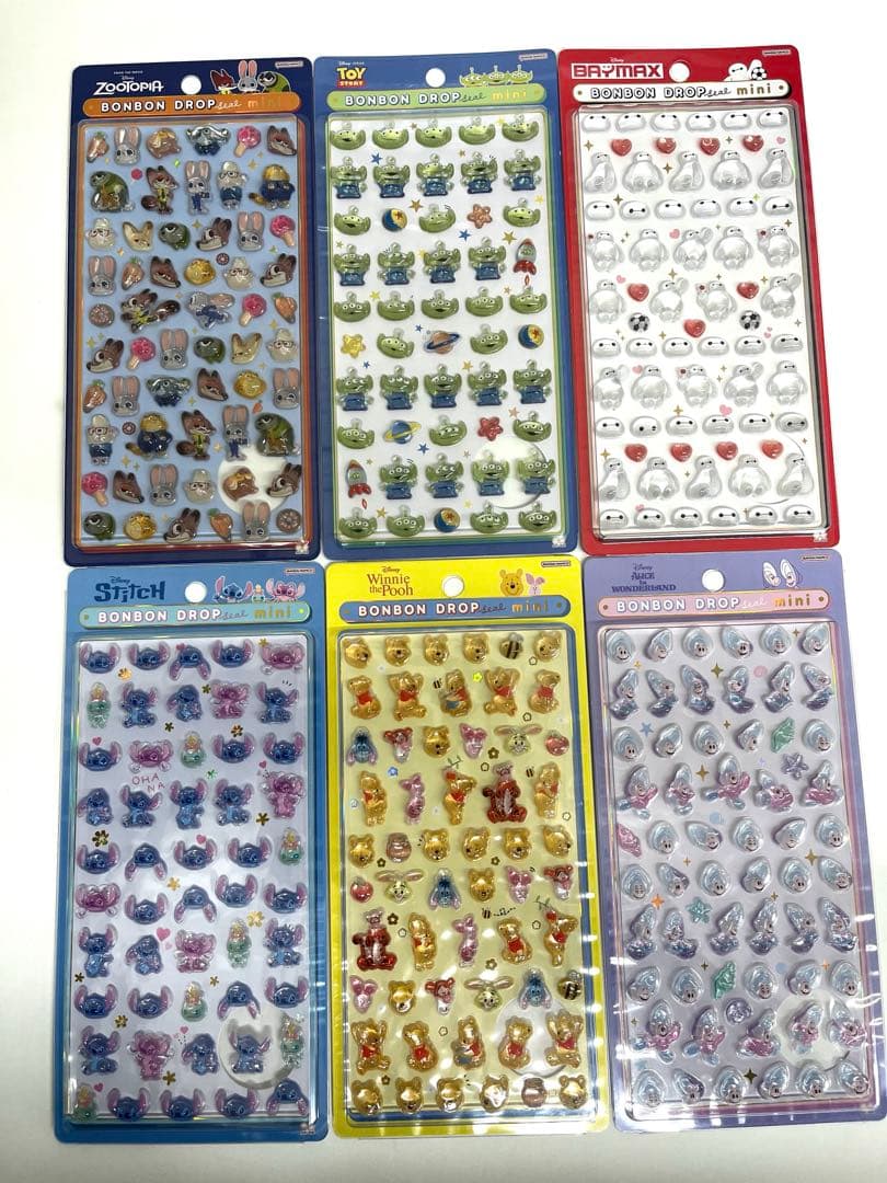 【正規品】ボンボンドロップシールミニ　ディズニー6枚セット