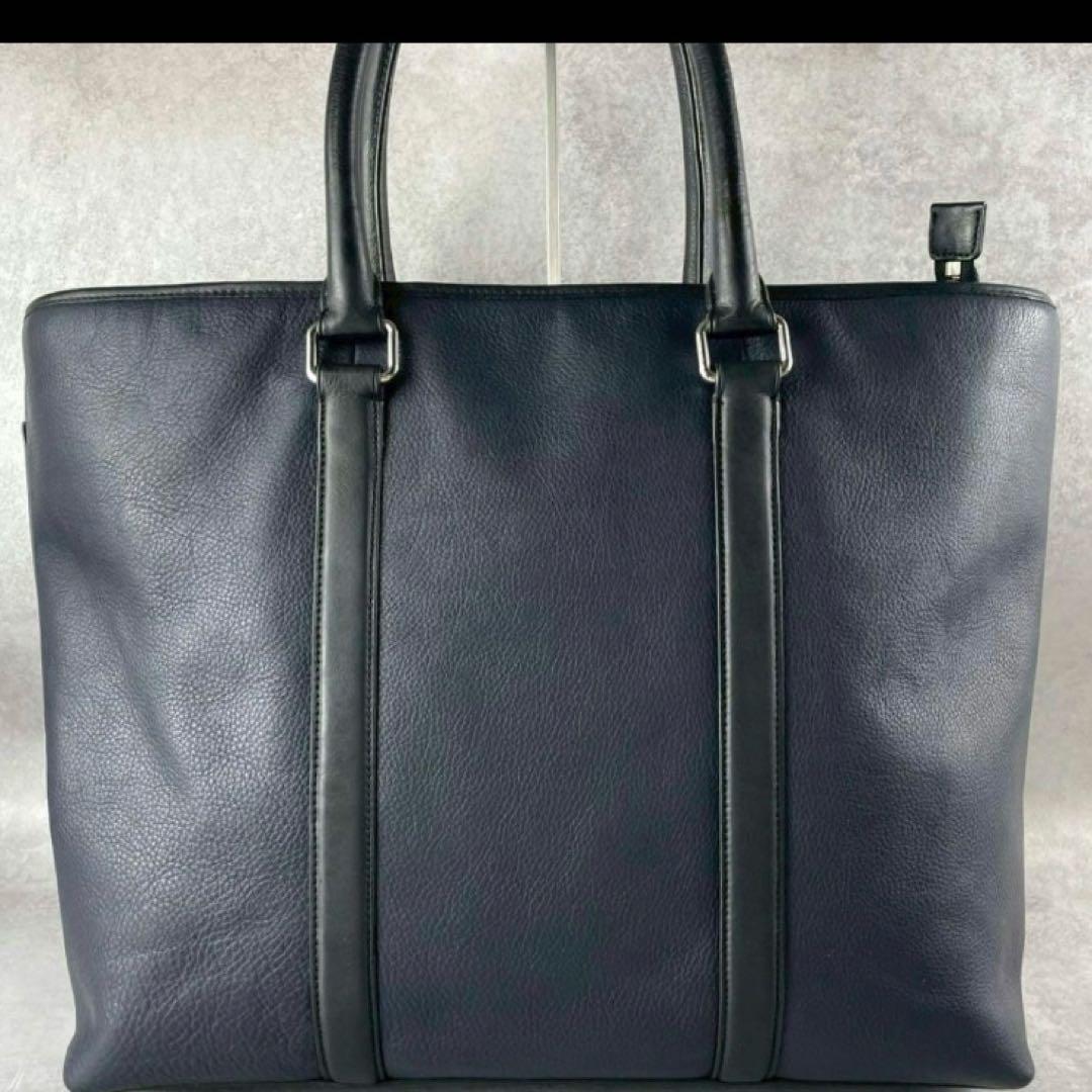 極美品 コーチ メトロポリタン 2way トートバッグ ビジネス レザー 紺 黒