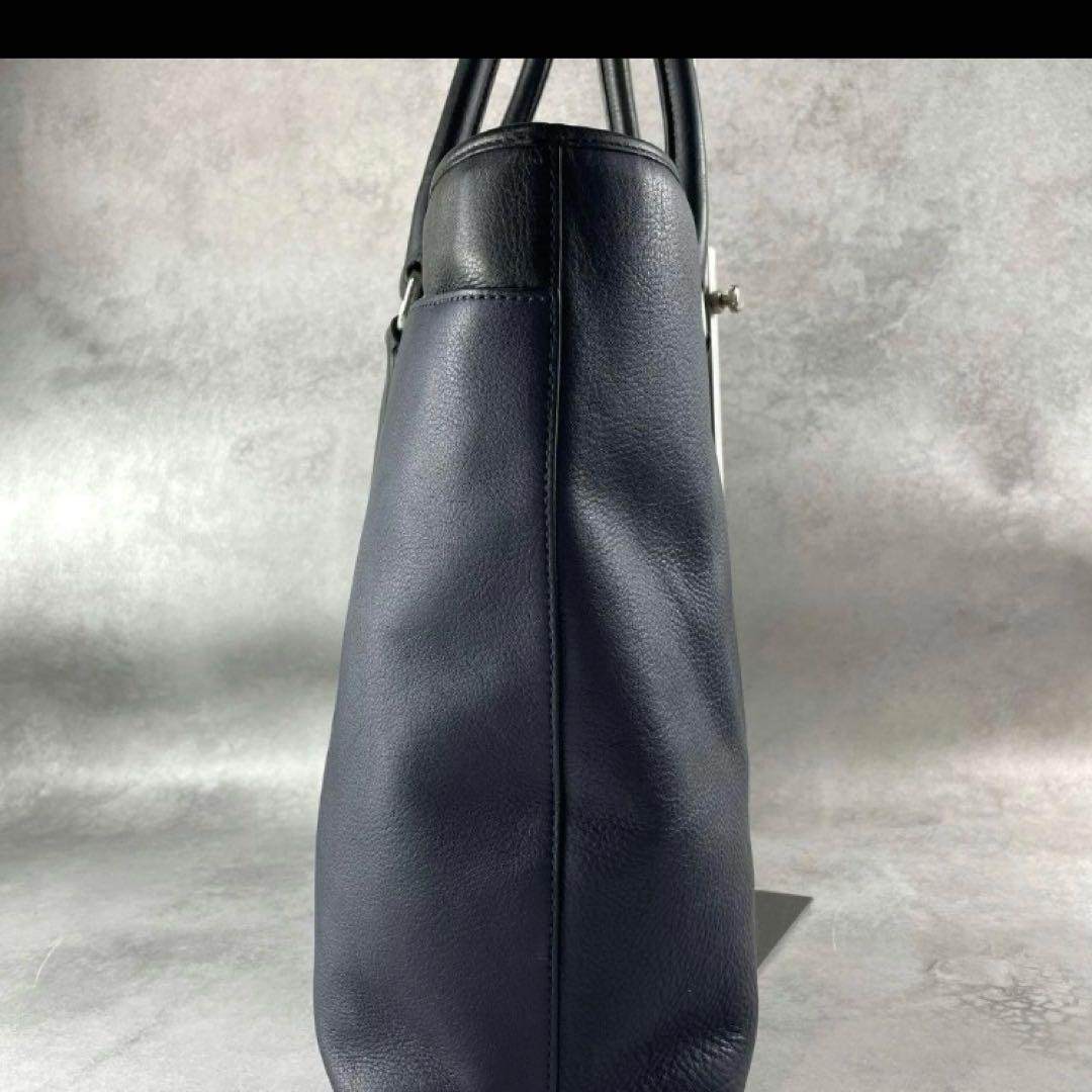 極美品 コーチ メトロポリタン 2way トートバッグ ビジネス レザー 紺 黒