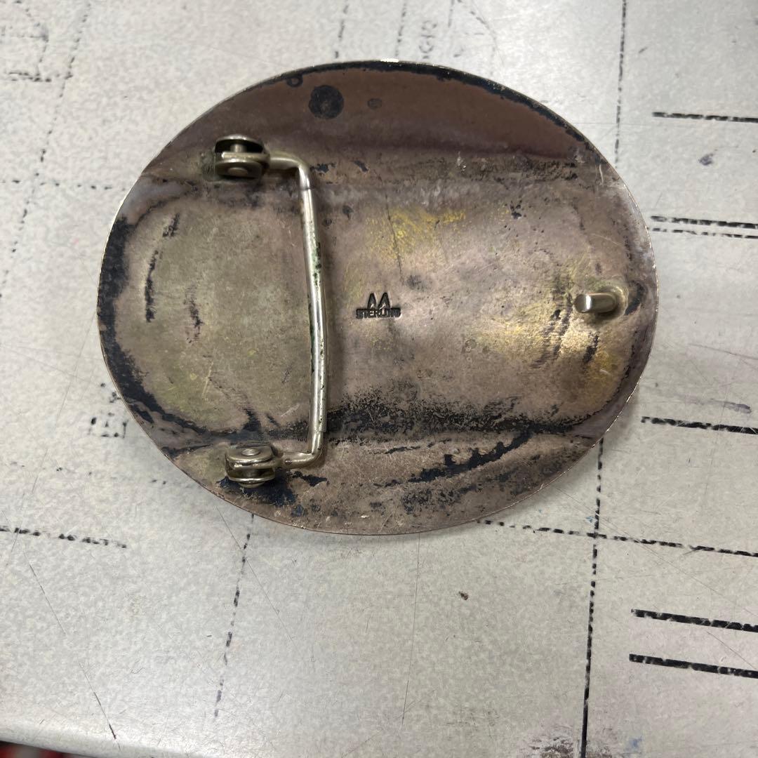 ナバホ　M在銘　STERLING刻印　スリーピングビューティーターコイズバックル