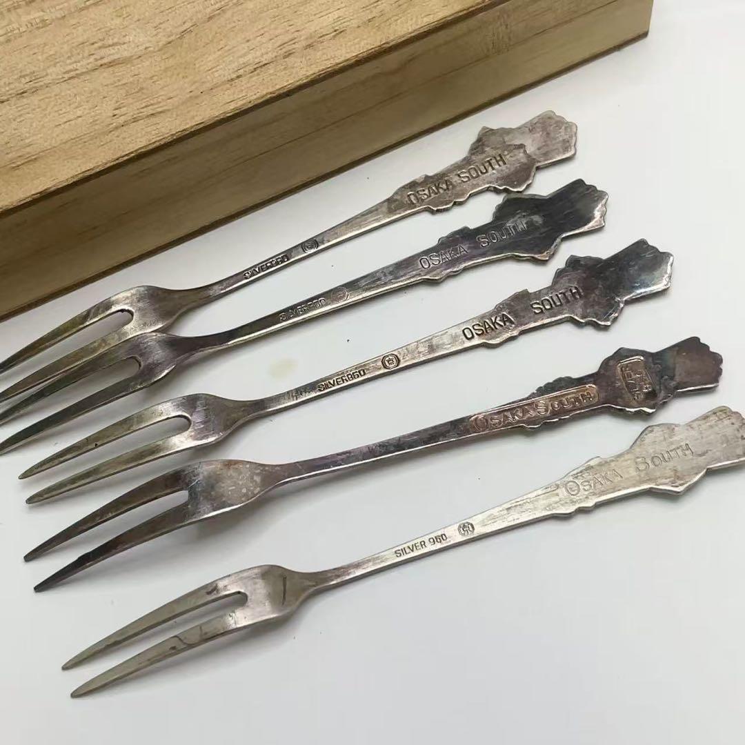 ライオンズかクラブ 銀製 フォーク 5本セット 桐箱付き SILVER刻印