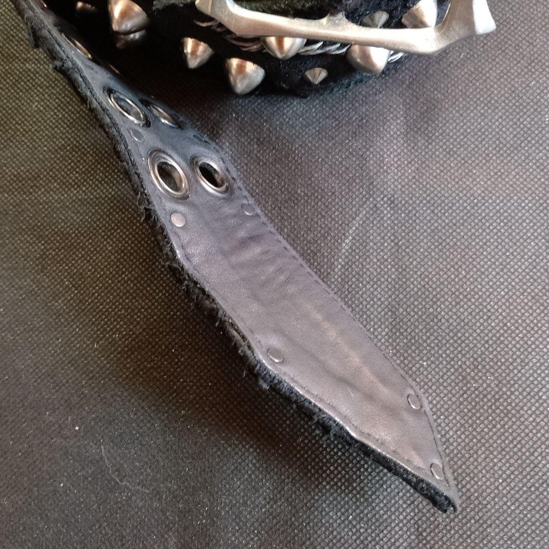 KMRii スタッズ 黒レザーベルト デストロイレザー加工