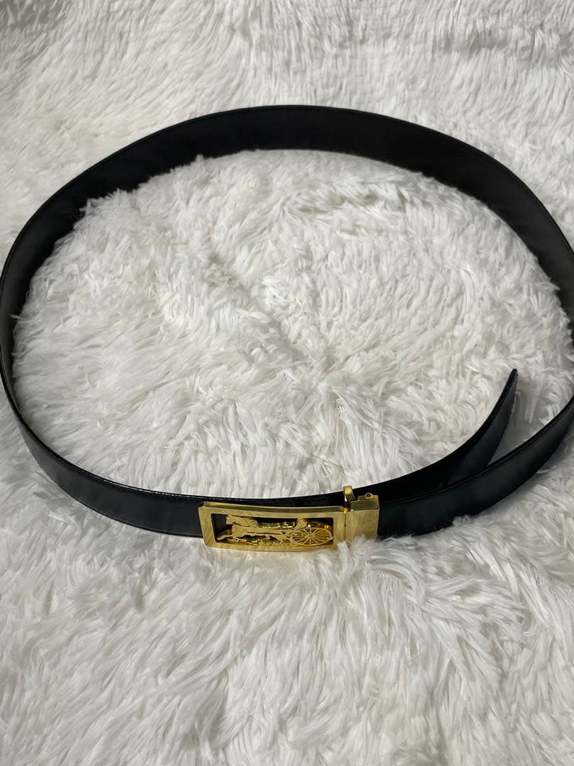 CELINE セリーヌ 馬車バックル 本革　レザーベルト ブラック ゴールド