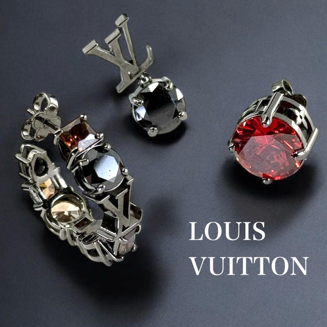 【美品☆現行】ヴィトン　Vシグネチャー ストラス 　ピアス　3点セット　LV