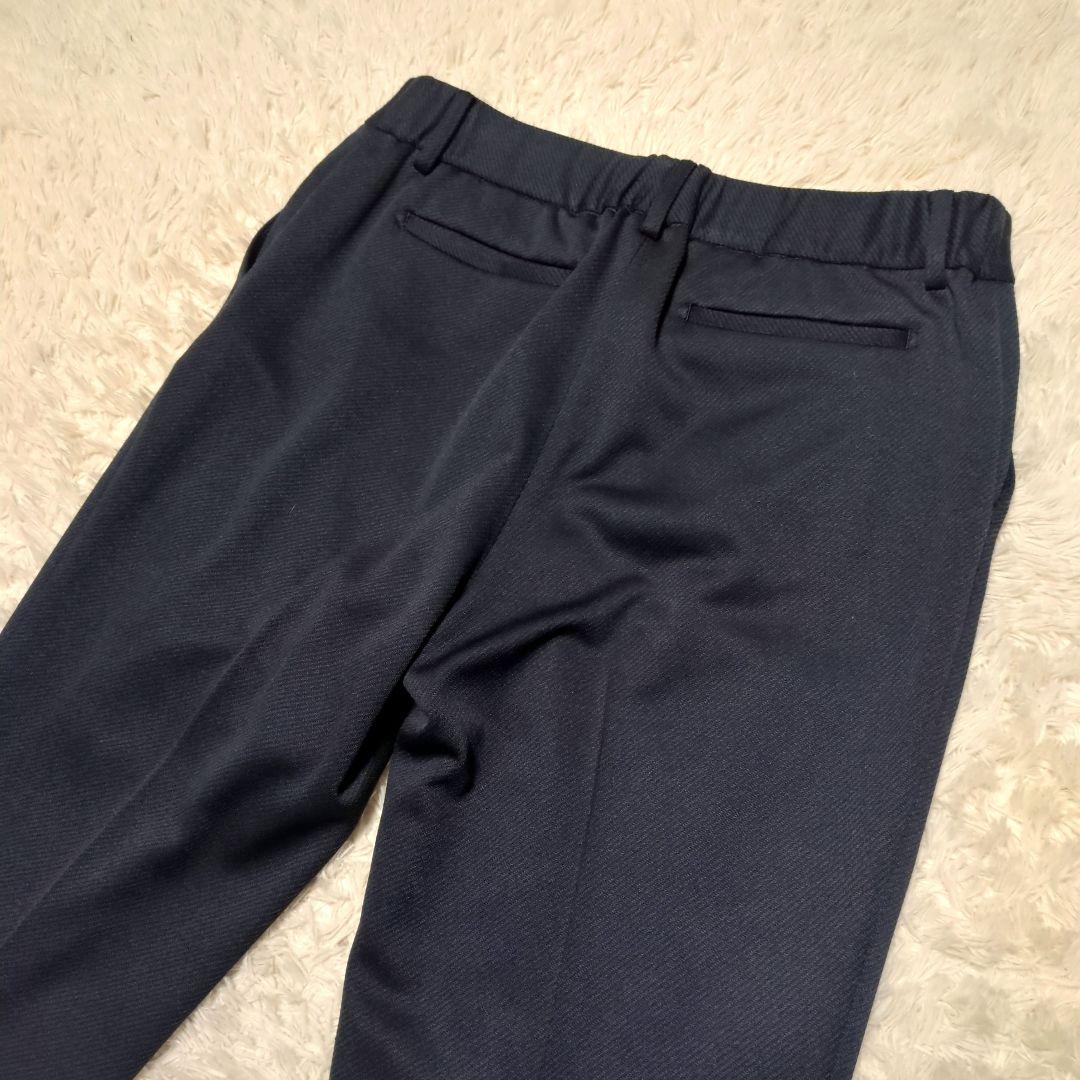 極美品！ORIHICA　ノーカラーパンツスーツセットアップ　M/L　濃紺　洗える