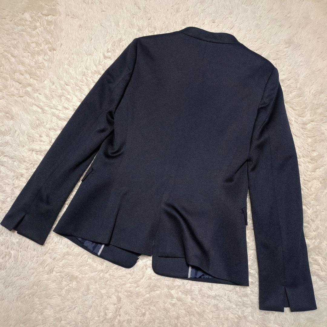 極美品！ORIHICA　ノーカラーパンツスーツセットアップ　M/L　濃紺　洗える