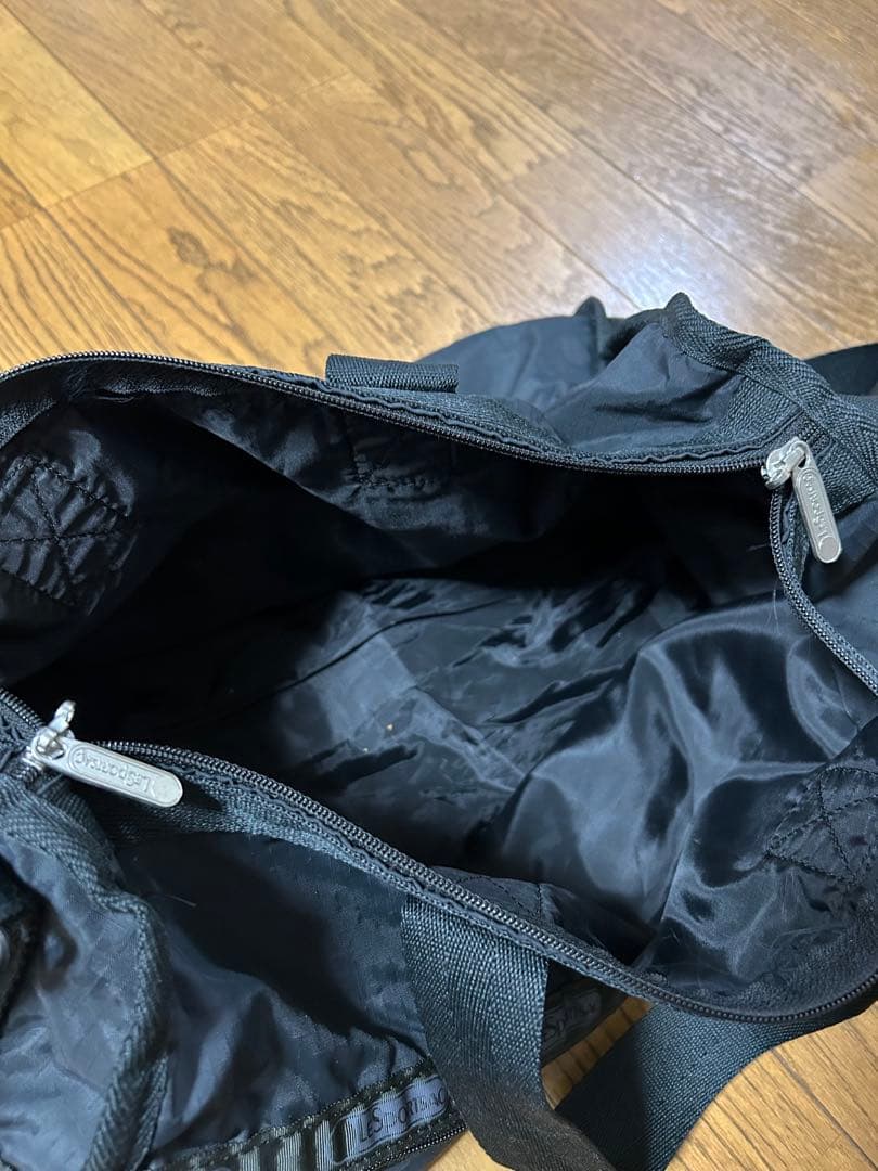 Lesportsacブラックナイロンボストンバッグ 黒