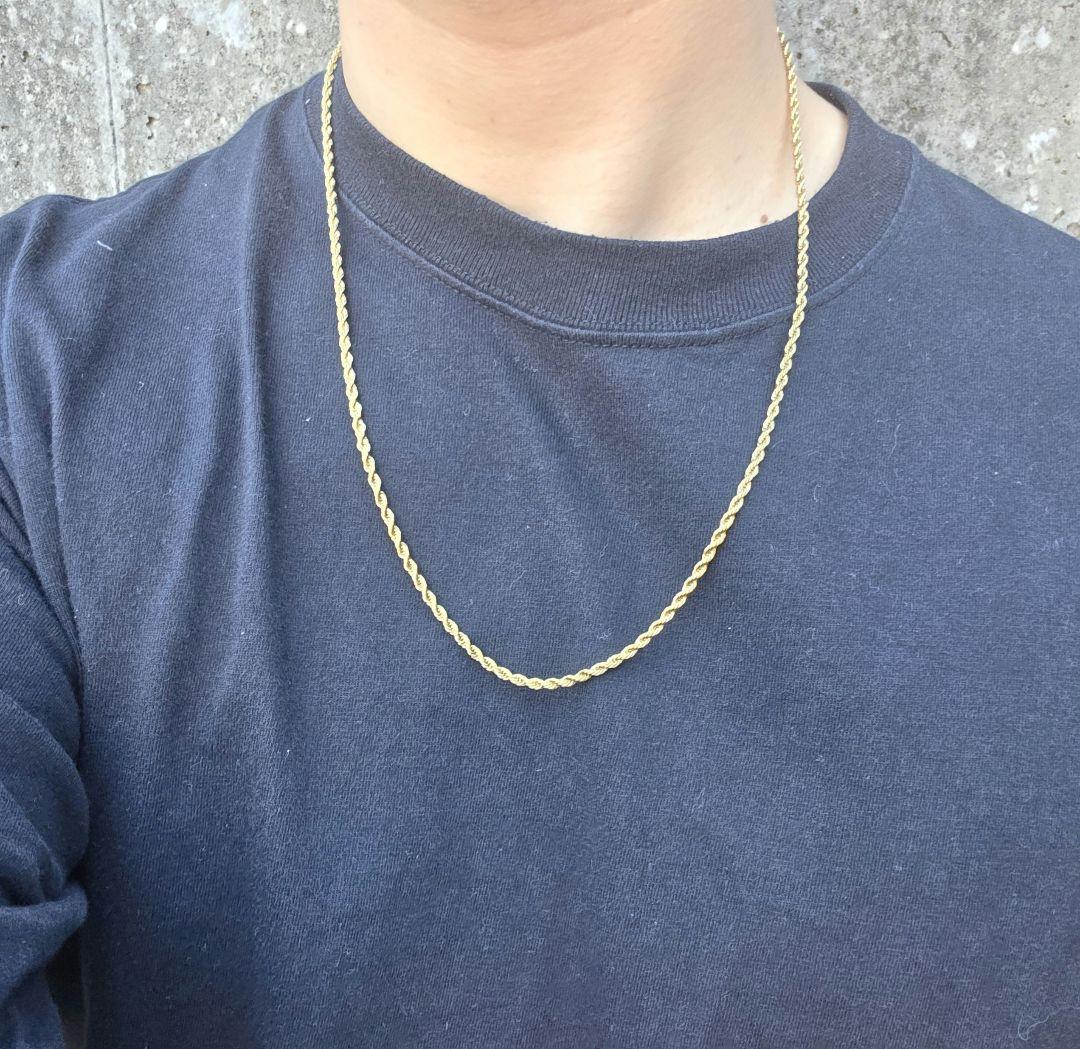 あかさ　ロープチェーン60cm ゴールドフィルド加工　k18刻印あり